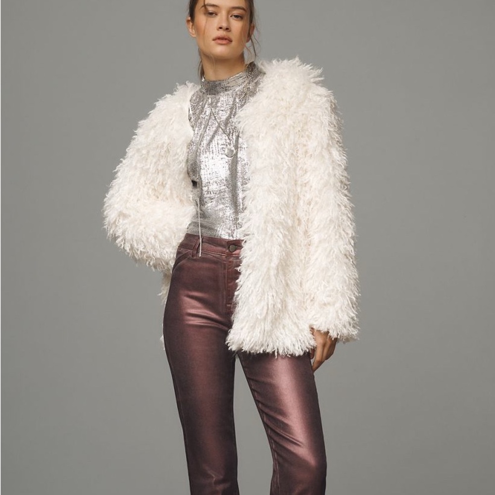By Anthropologie shaggy faux fur cardigan sweater
